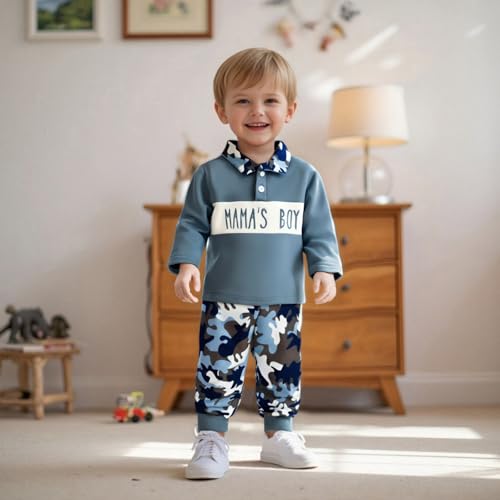 Toddler Boys Fall Winter Outfits Kids Mamas Boy Baby Clothes Camo Camouflage Sweatshirt Tops + Joggers Pants Set3