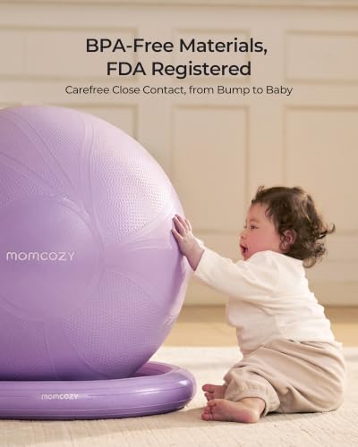Image of Momcozy BirthEase Pregnancy Ball Set, Birthing Yoga Ball with App Courses