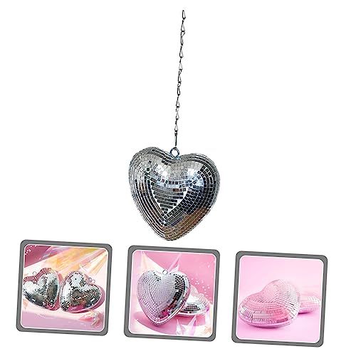PRETYZOOM Bola de Disco Compacta en Forma de Corazón con Espejos para Colgar, para Boda y Fiesta miniatura 5