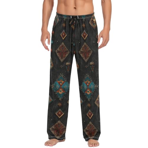 AIXIWAWA Mens Pajama Pants Sleep Lounge Wear Bottoms with Pockets Drawstring Tribal Pattern Print S