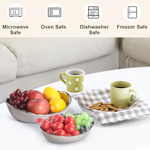 LIJINGCHEN Fruit Bowl for Kitchen Counter, 3 Tier Ceramic Fruit Basket, Modern Multi Layer Fruit Display Stand, Dessert Holder for Kitchen Countertop, Large Capacity Serving Holder for Party(Sliver) by LIJINGCHEN - Image 7