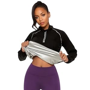 LAZAWG Sauna Suit Womens Long Sleeve Lightweight Zipper Workout Women Sweat Suits for Gym Running Fitness Exercise