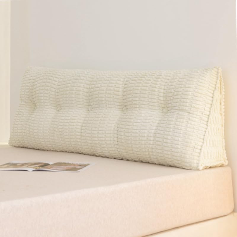 Coussin de dossier triangulaire de lecture et soutien lombaire beige pour lit 100cm