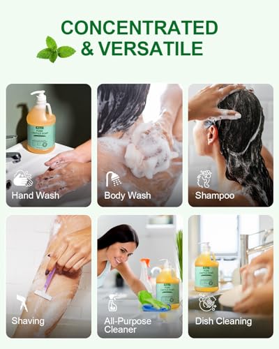 Image of Yoken EWG Peppermint Castile Soap 64oz, Multi-Use Liquid Soap Cleanser