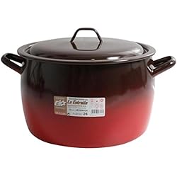 Cacerolas Rojas Antiguas Esmaltaciones la Estrella Fuego - Olla abombada con Tapa, 26 cm, 10 L