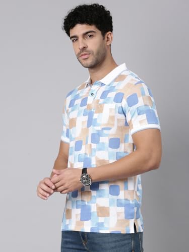 Image of Classic Polo Men's Half Sleeve Polo Neck Slim Fit All-Over Print Cotton T-Shirt