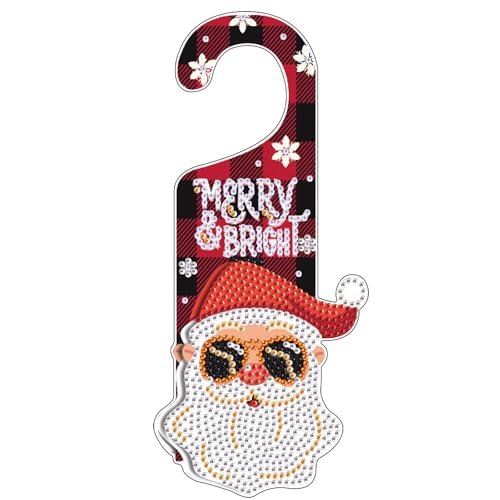 Image of AiYuanzsh 5D Christmas Diamond Painting Door Sign Kit - Special-Shaped Drill DIY Hanging Pendant for Holiday Home Decor & Gift