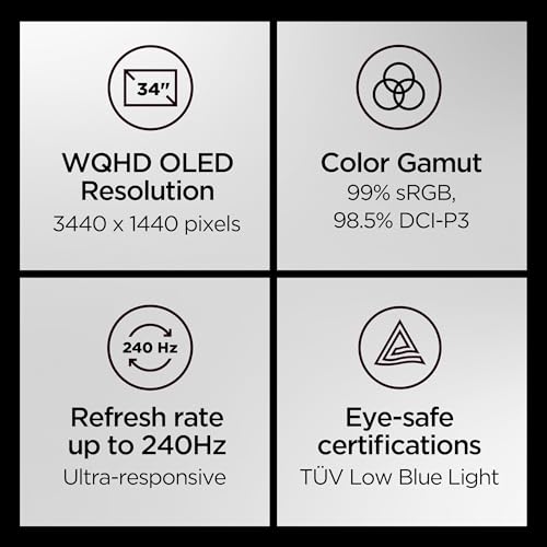 Image of Lenovo Legion Pro 34WD-10| 34 inch 240Hz WQHD OLED Curved Gaming Monitor|0.03ms, USB-C Docking 140W PD,2xHDMI+DP, RJ45|Tilt,Swivel,Height Stand|AI Smart Sensors|2x5W Speakers|KVM Switch| 67C9UAC1IN