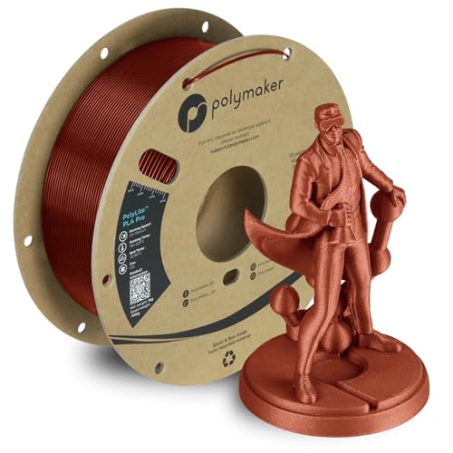 Image of Polymaker PLA PRO Filament 1.75mm 1kg, Tough & High Rigidity Metallic Red 3D Printing Filament, PolyLite PLA PRO 3D Printer Filament 1.75mm, Print with Most 3D Printers