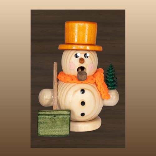 weigla Räuchermann Schneemann Natur mit Schippe original Erzgebirge I...