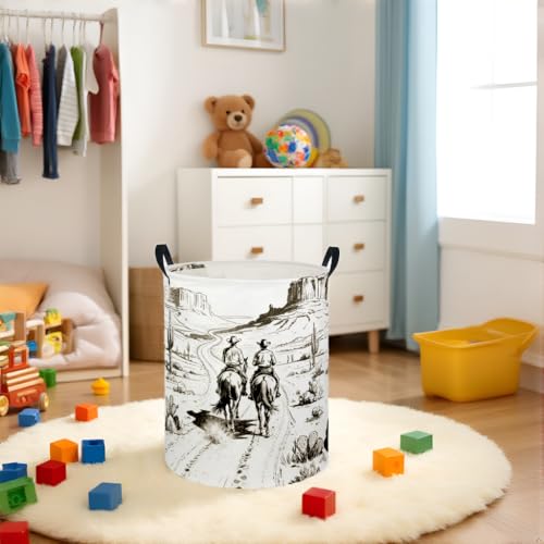 Image of Baby Laundry Hamper kids laundry Basket Waterproof Laundry Bag for Bedroom Clothes Organizer Room Decor(Cowboy)