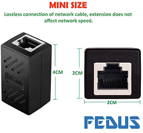 Image of FEDUS RJ45 Coupler Ethernet Coupler Cat7, Cat6 Cat5e RJ45 8P8C Inline lan Coupler Ethernet Extender Adapter Adsl Extension Jointer Extending the Ethernet Female to Female Cables Connector (Pack of 10)