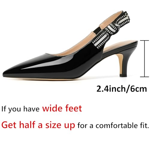 Image of RIBONGZ Sexy Slingback Pumps Elegant Dressy Heels for Women Closed Toe Pointy High Heels Wedding Bride Prom Party Evening Shoes
