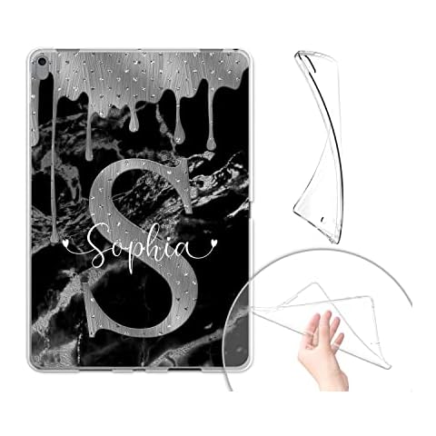 Personalised Rose Gold Marble Name Initials Clear Gel Silicon Case Cover For Apple iPad, Design 4, iPad 10.2" (2020) (8th Gen) Cover