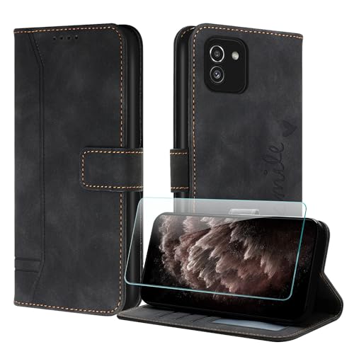 Coque pour Samsung Galaxy A03 antichoc avec étui rabat et vitre de protection
