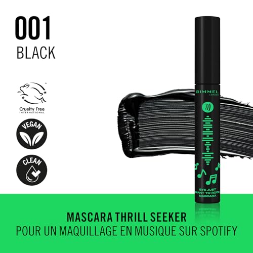 Rimmel Full Volume Collection Eye Just Want to Rock Mascara, 001 Extreme Black, Mascara volumateur, Volume intense, Résiste aux bavures, Sans paquets, 8 ml