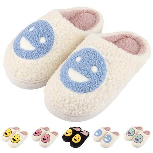 QZCEO Kids Plush House Slippers, Light Blue, Size 1/2 UK