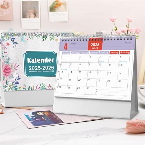 AEYAKA Tischkalender 2026 - Kalender 2026 von November 2025 bis Dezember 2026, 20 x 20.5cm Deutsch A06 (Weiß 26)