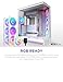 NZXT H9 Flow RGB+ (2025) – Dual-Chamber ATX Mid-Tower Airflow PC Case – 7 RGB Fans (6 x 140mm,1 x 120mm) & Control Hub – 420mm Radiator Support –Connect Ready- Stainless Steel Tempered Glass - White