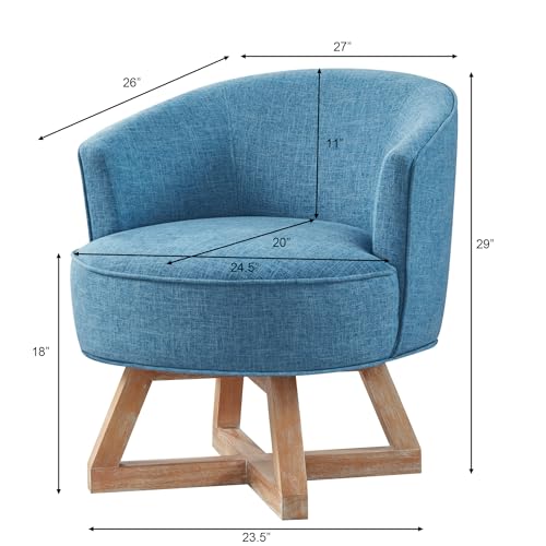 Sillón giratorio clásico de lino azul claro miniatura 2