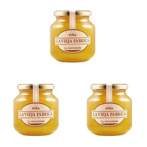 Image of La Vieja Fabrica Pineapple Mermelada • Spanish Pineapple Jam • Real Fruit Spread • Imported Gourmet Breakfast Spread, 12.35 oz ℮ 350 g (Pack of 3)