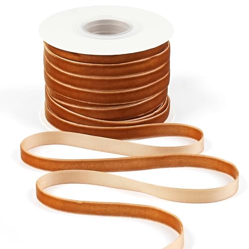 DINDOSAL Copper Velvet Ribbon 3/8 Inch Single Face...