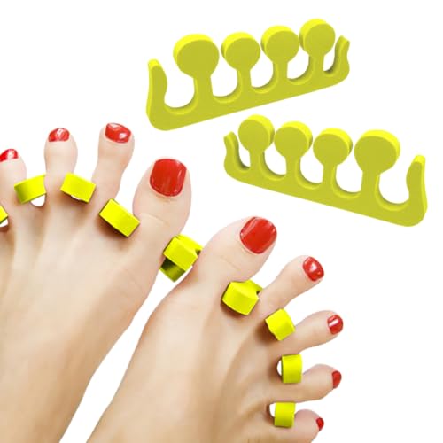 Lot de 2 séparateurs d'orteils en mousse souple pour vernis à ongles, nail art, pédicure et manucure (jaune)