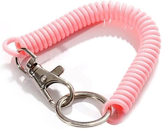 Pink Coil Springs Keychain, Spiral Retractable Spring Coil Keychain, Cellphone Snap Hook Holder Cord Key Chain Holder, for Keys Wallet, Jewelry Clasps
