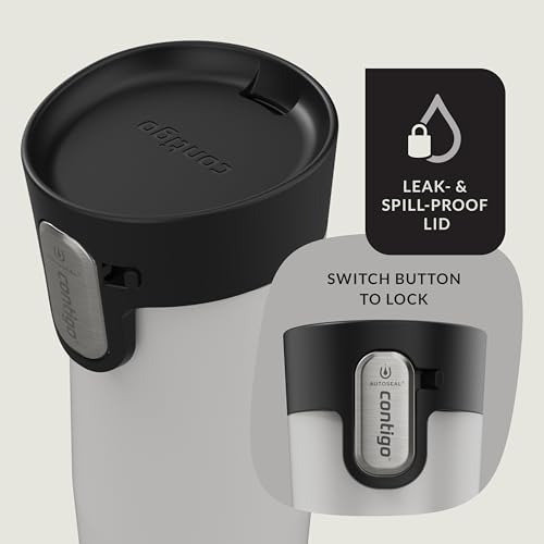 Image of Contigo AUTOSEAL West Loop Vacuum-Insulated Stainless Steel Travel Mug with Easy-Clean Lid, 12oz, Salt Frosted Pearl