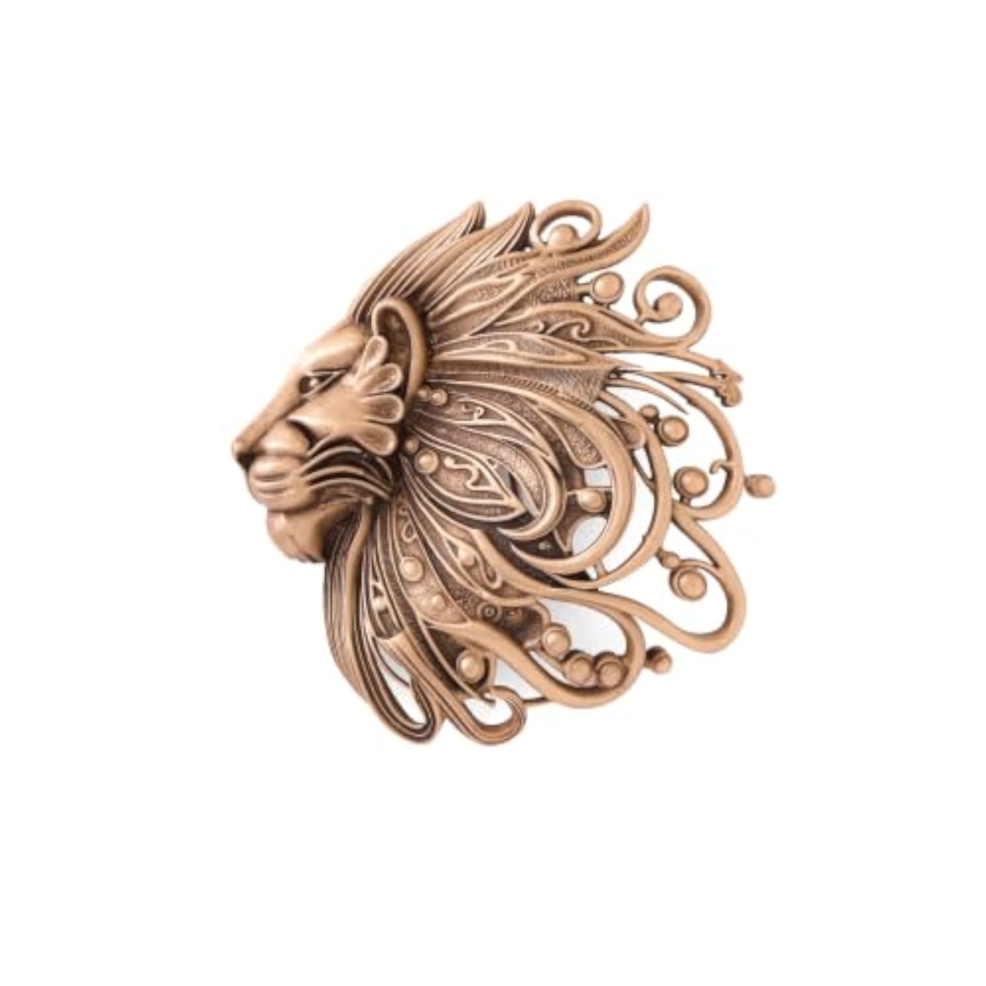 Antique Gold Simba Lion Brass Brooch for Men
