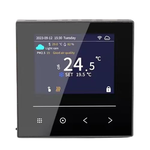 RASTKY Termostato Inteligente WiFi, Pantalla LCD a Color Elegante, Control de Temperatura para Calefacción de Suelo Eléctrica, Material ABS para Hogar Inteligente