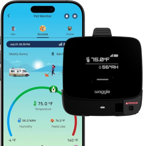 Waggle RV Pet Temperature Monitor - 4G Cellular, No WiFi Required - Real-Time App, SMS & Email Power Outage Alerts - Unlimited Notifications - Home, Car, RV & Vacation Safety - Subscription Required