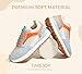 TIMEJOY Women's Retro Platform Sneakers Colorblock Oxford Fabric Chunky Lace-Up Shoes with Recyclable Material Insole for Tennis, Walking & Casual(7US Beige/Orange)