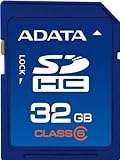 ADATA 32GB Class 6 SDHC Flash Memory Card ASDH32GCL6-R