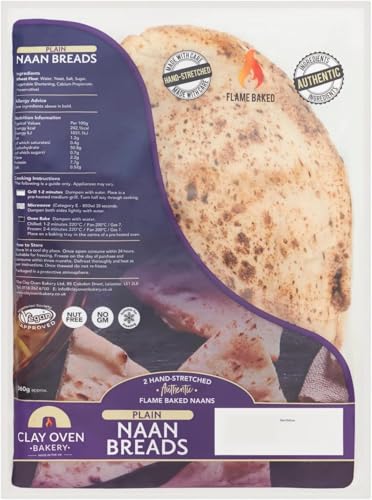 Clay Oven Bakery Plain Naan Breads Pack of 2