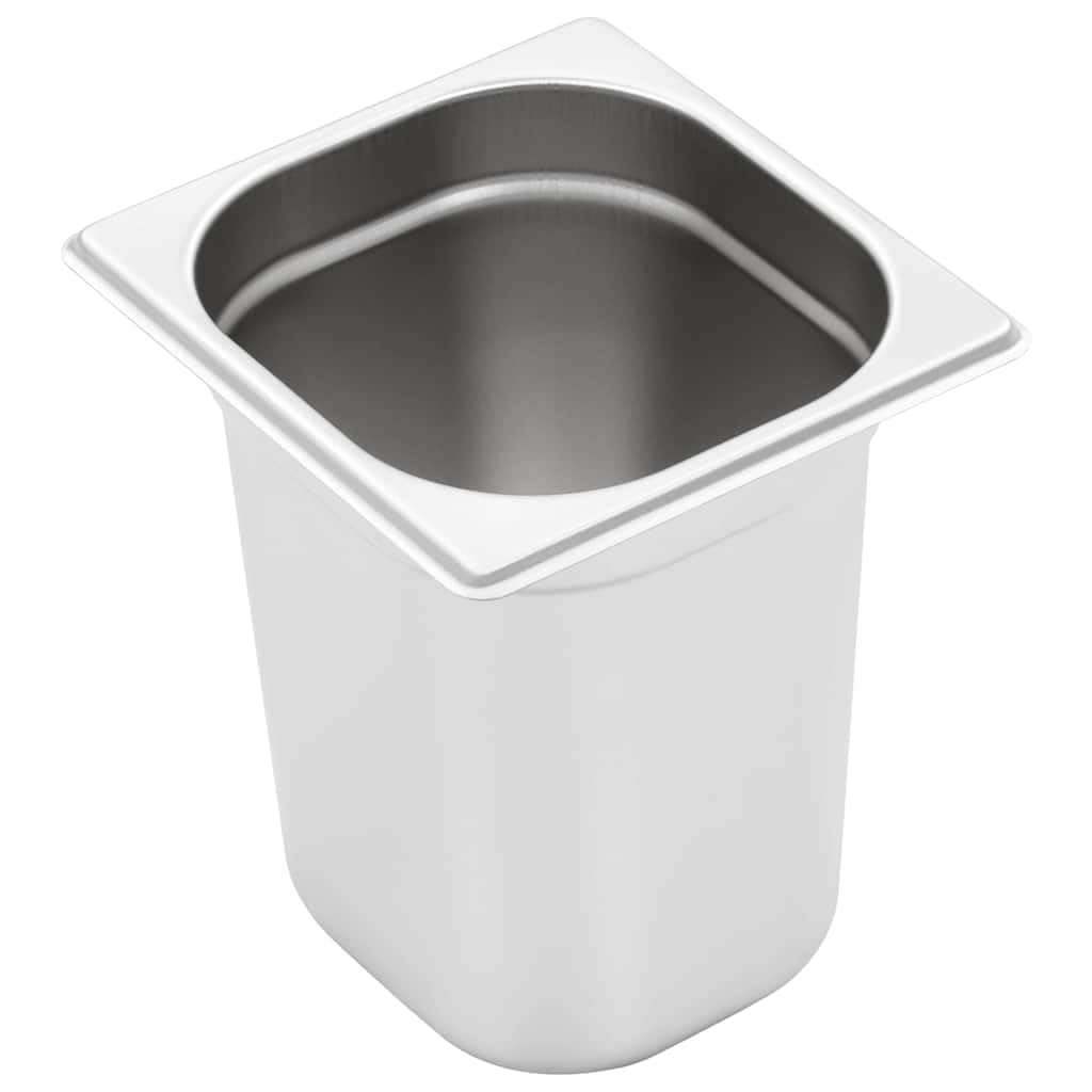 8 recipientes para gastronomía, GN 1/6, acero inoxidable, 176 x 162 x 200 mm, recipiente GN profesional para cocina, gastronomía y catering, apto para lavavajillas, apilable, volumen de 3,4 L