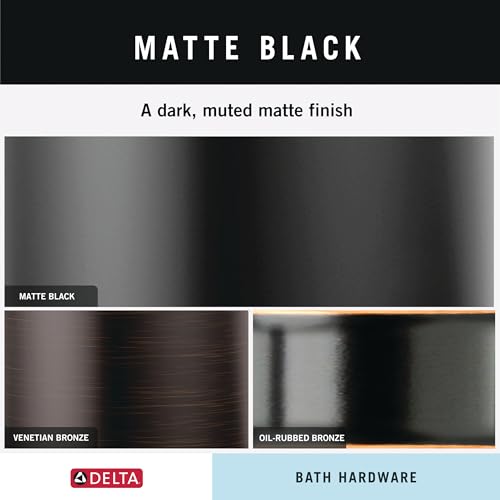 Image of Delta 4-Piece Matte Black Bathroom Set Towel Rack, Ring, Toilet Paper Holder, Hook | Nicoli Bath Accessories