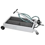 Shop Tuff STF-15GS 15 Gallon Capacity Low Profile Oil Steel Drain with Hand Pump, Splash Guard, and Mesh Cover, 15 Gallon Tank Capacity