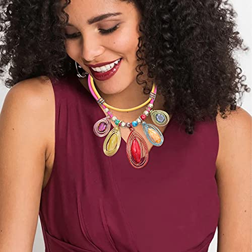 Barode African Statement Choker Necklaces Colorful Chunky Bib Collar Necklace Ethnic Indian Tribal Jewelry Set For Women (A) #TOP5