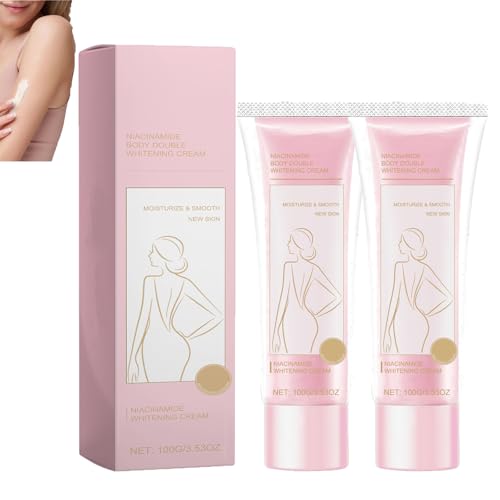 Niacinamide Double Whitening, Body Whitening Cream, Bodylotion, Hautaufheller und nicht fettende, feuchtigkeitsspendende und glättende Lotion für Gesicht und Körper, Aufhellende Creme (2pcs)