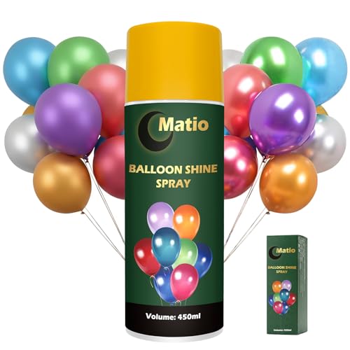 Matio Balloon Shine Spray 16OZ/ 450ML High Gloss Balloon Spray Silicone Sprays for Latex Balloons Instant Shine & Lasting Over 7 Days Shiner for Party Birthday Wedding Celebration Event Decoration