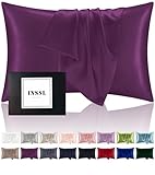 INSSL Mulberry Silk Pillowcase fr Hair and Skin Health, Natural Silk Pillow Cover with Hidden Zipper Both Side Silk1 pcs (Dark Purple, Queen 20"x 30")