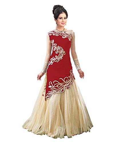 RUHANI Women's Anarkali Salwar Kameez Designer Indian Dress Bollywood Ethnic Party Red