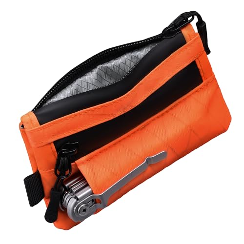 Minimalist Wallet for Men, RFID Blocking EDC Zip Wallet, Waterproof Fabric & Multi-Tool Slot (Holds 1–12 Cards)