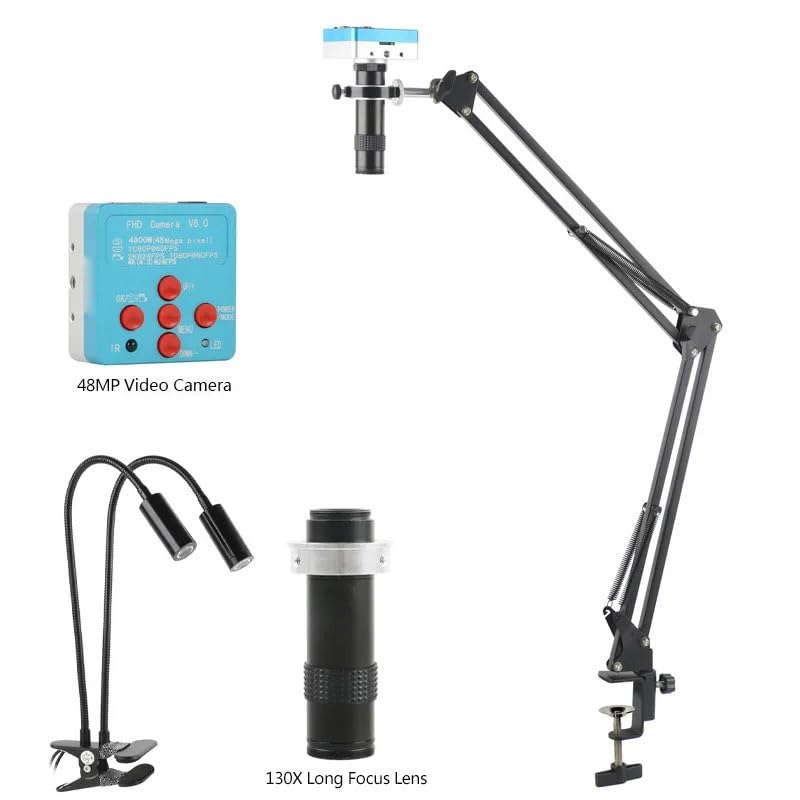 Microscope 55MP 4K USB Digital Video Monocular Microscope Camera Continus Zoom 130X C-Mount(48MP 4K USB A)