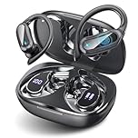 TRAUSI Wireless Earbuds Bluetooth Headphones, Bluetooth 5.3 Stereo Over Ear Buds,Noise Cancelling Mic, IPX7 Waterproof Headset for Workout/Running,Ink black