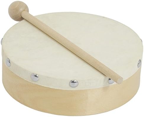 World Rhythm HD-6 Hand Drum - 6 inch Pre-tuned Frame Drum - Beater Included - Authentic Goatskin Drum Head