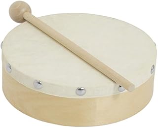 World Rhythm HD-6 Hand Drum - 6 inch Pre-tuned Frame Drum - Beater Included - Authentic Goatskin Drum Head