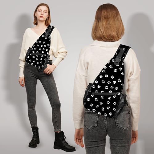 FyLybois Paw Print Sling Bag for Women Crossbody Backpack Lightweight Chest Daypack Fashion Shoulder Bags for Travel Hiking Biking2