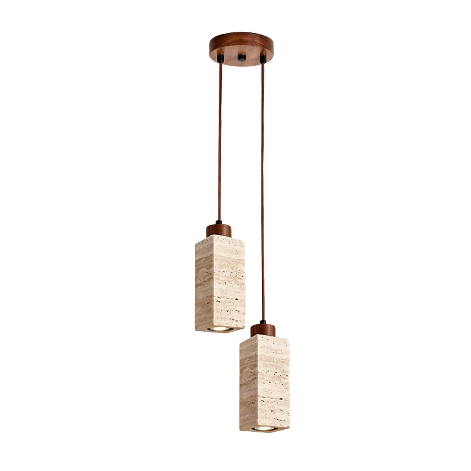 USMJQVZ yellow Travertine Pendant Lights Double headed stone Kitchen Pendant lamp Farmhouse Wabi-Sabi Cave stone Hanging Light Fixture for Kitchen Dining Room Bedroom